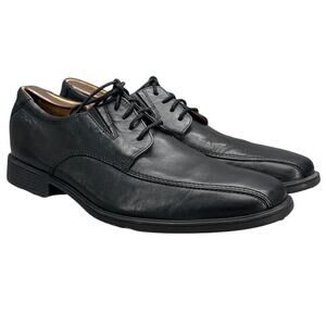Clarks Tilden Walk Black Leather Lace Up Comfort Derby Oxford Shoe Men 10